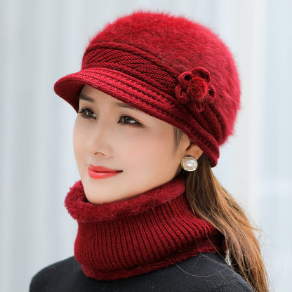 Plush Fur Lined Hat  Scarf Warm Set Hot Sale Women Winter Hat Keep Warm Cap 4