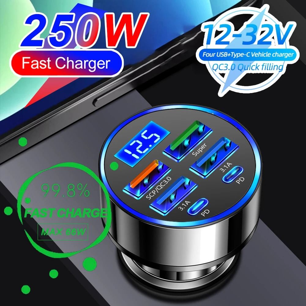 Multifunctional Car Charger with LED Display