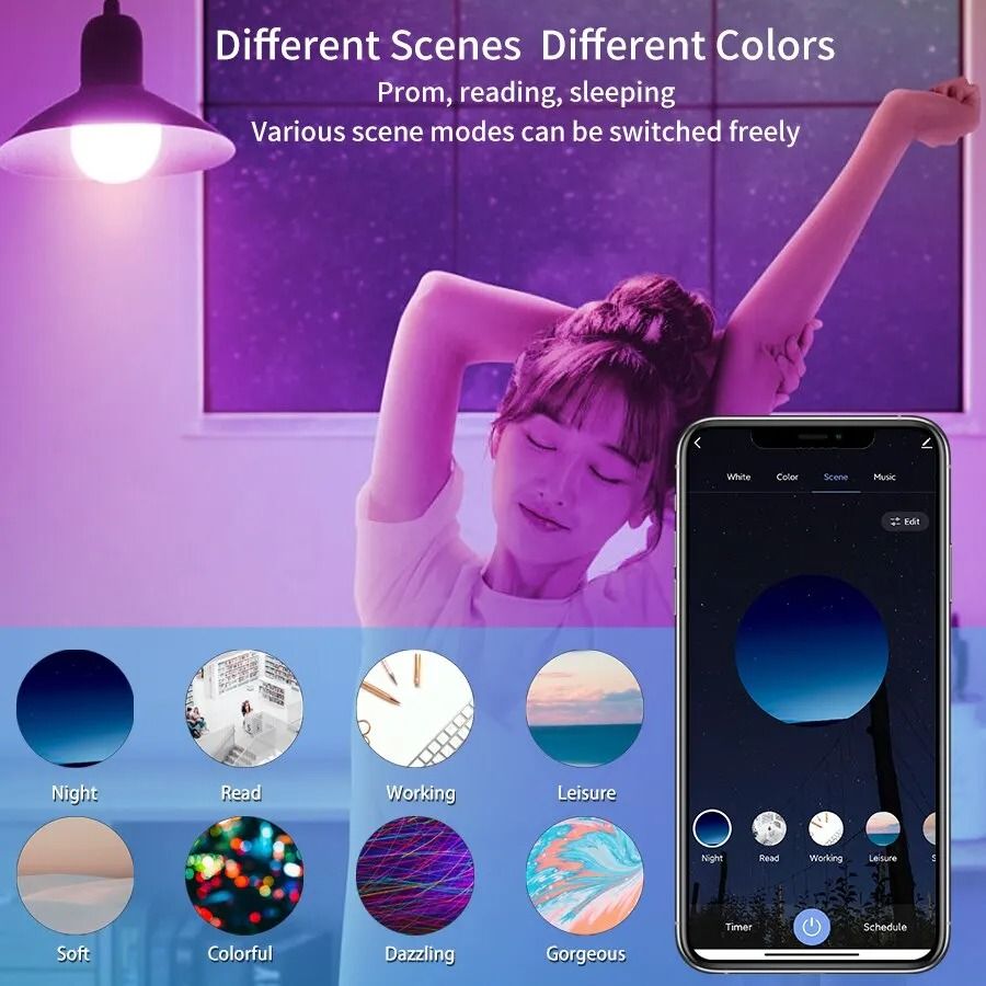 Tuya Smart LED Bulb E27 Bluetooth RGB Dimmable Light 2