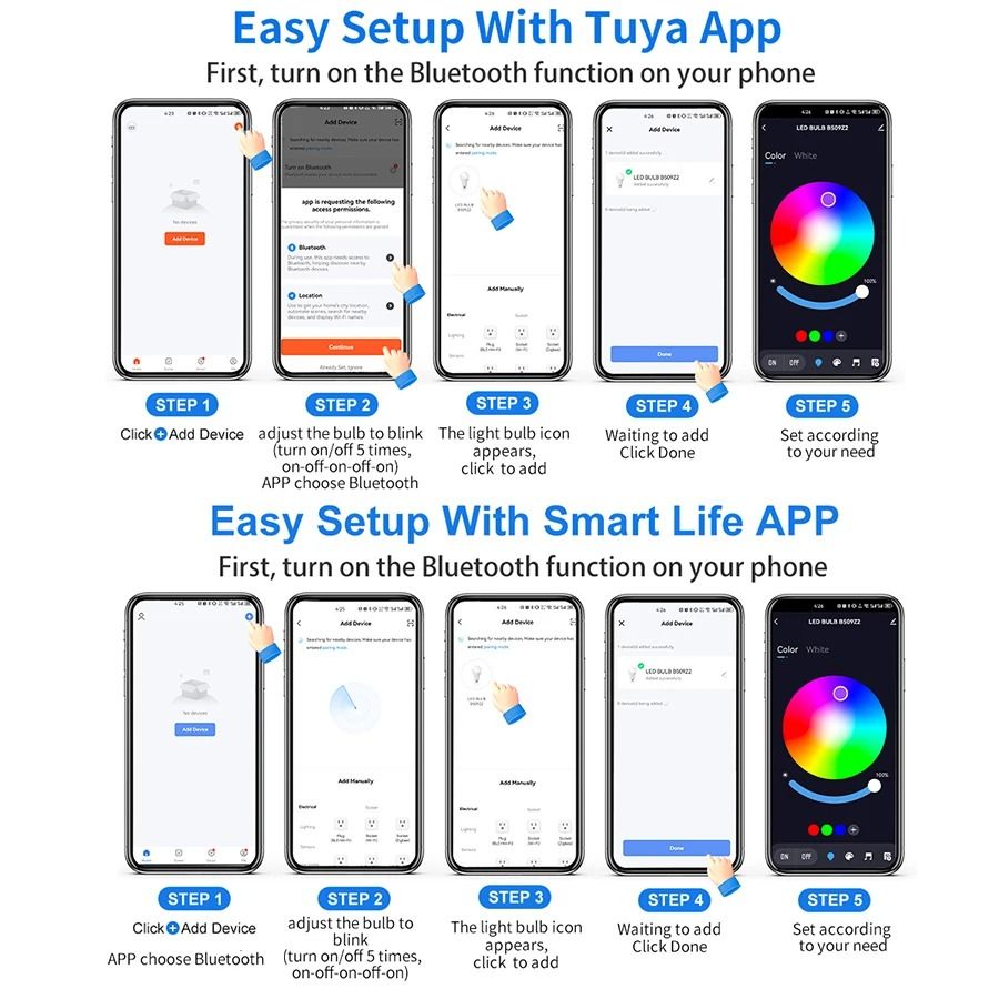 Tuya Smart LED Bulb E27 Bluetooth RGB Dimmable Light 5