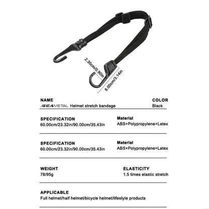SEAMETAL Motorcycle Helmet Strap  Adjustable Elastic Fixing Rope For Secure Storage 60cm90cm 4