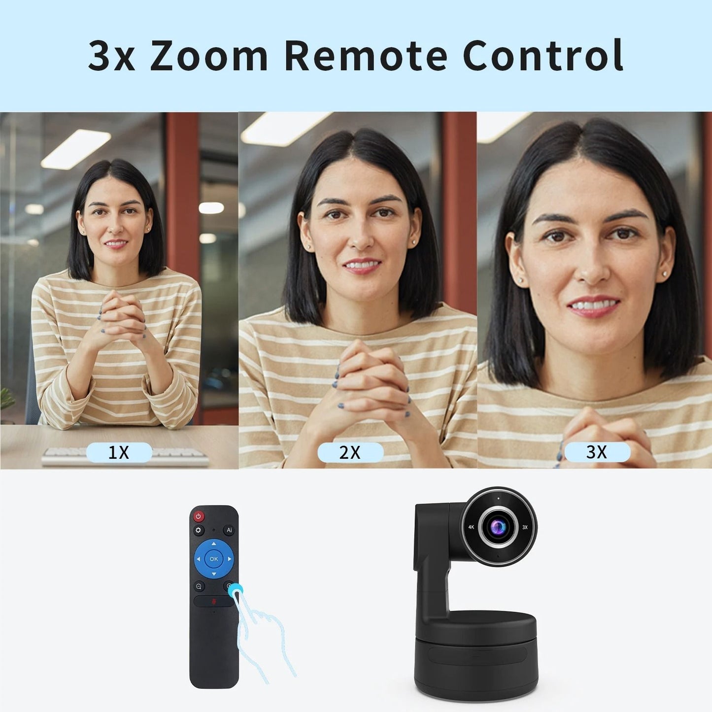 4K PTZ Webcam with Optional Auto Tracking and Built In Microphones