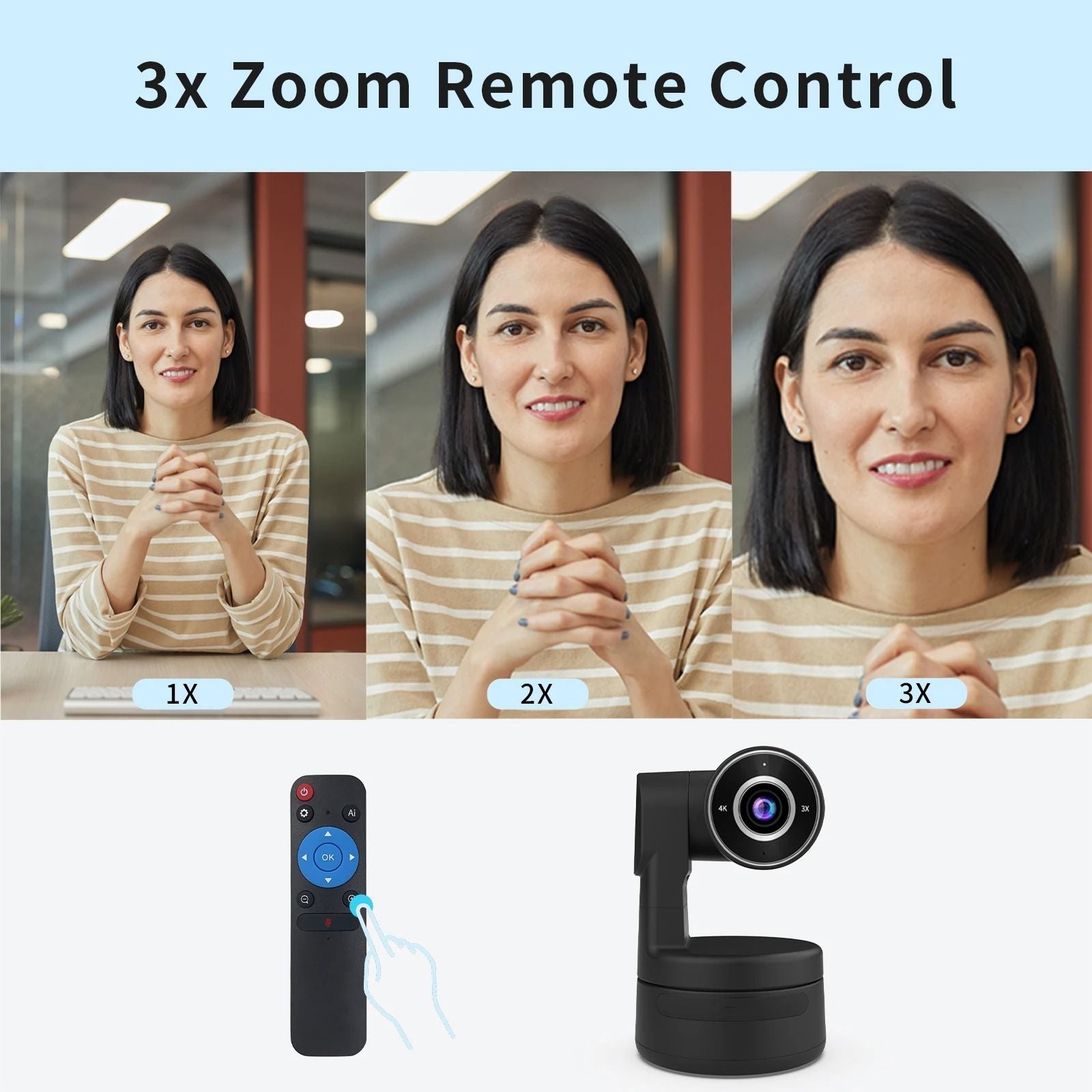 4K PTZ Webcam with Optional Auto Tracking and Built In Microphones