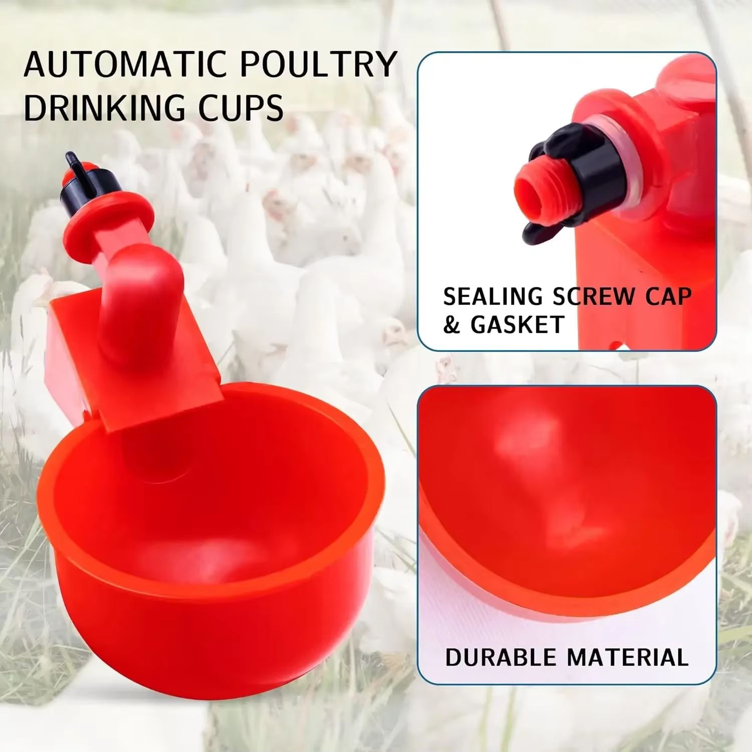 Automatic Poultry Drinking Cups  Easy Install Chicken  Duck Water Dispenser System 1