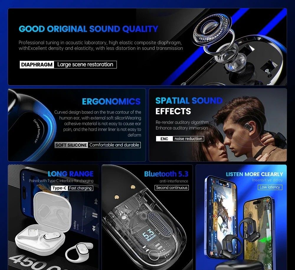 Open Ear Wireless Sport Headphones With Bass And Comfort 5