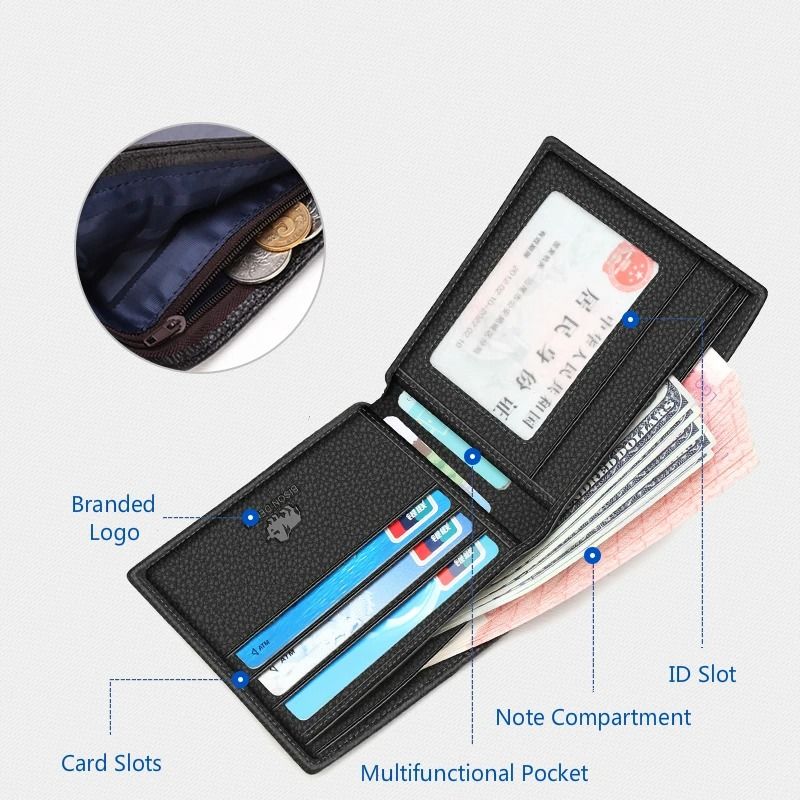 Genuine Leather RFID Wallet For Men With Coin Pocket And Card Holder 1
