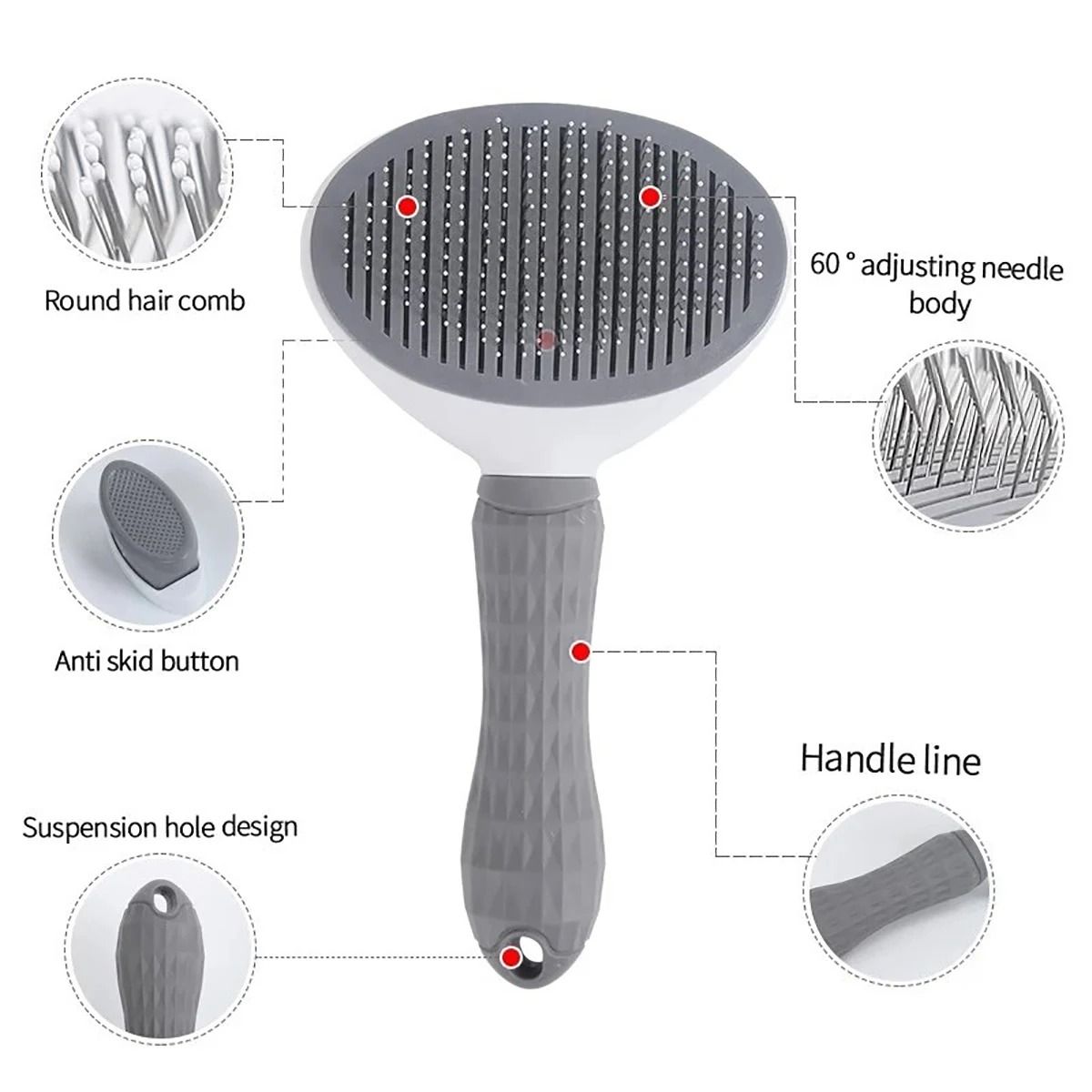 Pet Hair Remover Brush For Dogs And Cats With Non Slip Handle And Stainless Steel Comb 1