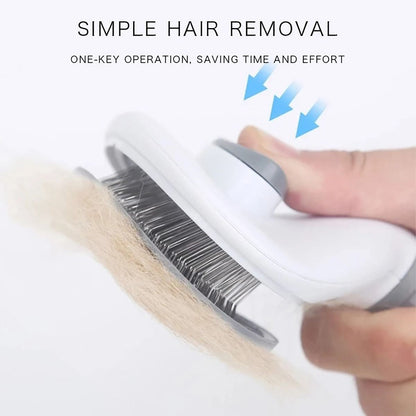 Pet Hair Remover Brush For Dogs And Cats With Non Slip Handle And Stainless Steel Comb 3