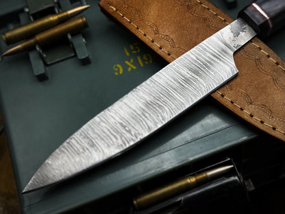 Premium Handmade Damascus Steel Chef Knife With Wooden Handle  Leather Sheath 4