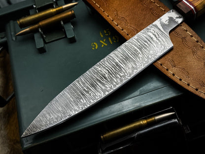 Hand Forged Damascus Steel Kitchen Knife  Full Tang Wooden Handle Chef Blade 2