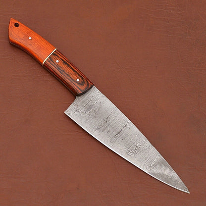 Custom Forged Damascus Steel Chef Knife  Full Tang Kitchen Cutting Knife 1