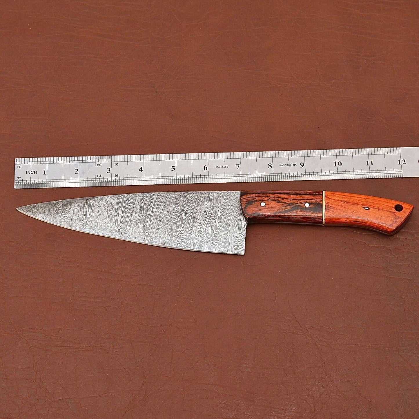 Custom Forged Damascus Steel Chef Knife  Full Tang Kitchen Cutting Knife 2