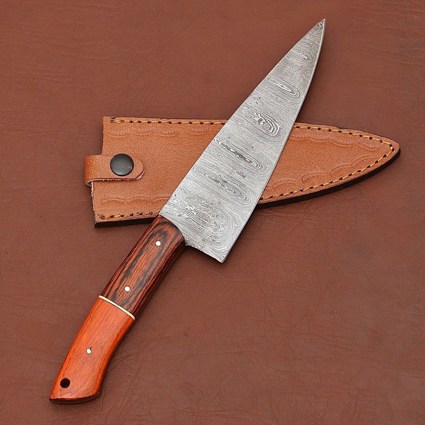 Custom Forged Damascus Steel Chef Knife  Full Tang Kitchen Cutting Knife 3