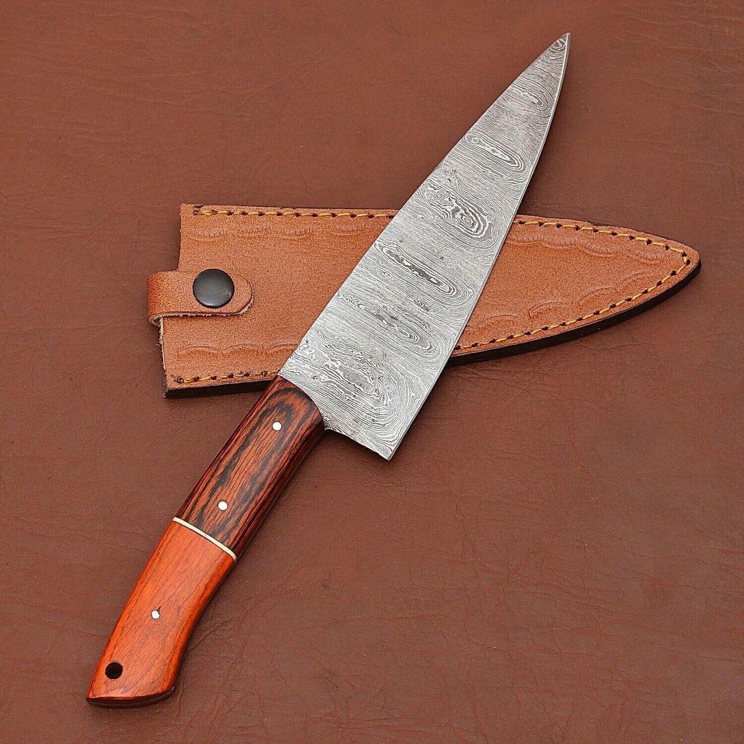 Custom Forged Damascus Steel Chef Knife  Full Tang Kitchen Cutting Knife 3