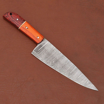Premium Custom Damascus Steel Chef Knife  Wooden Handle Edition 1