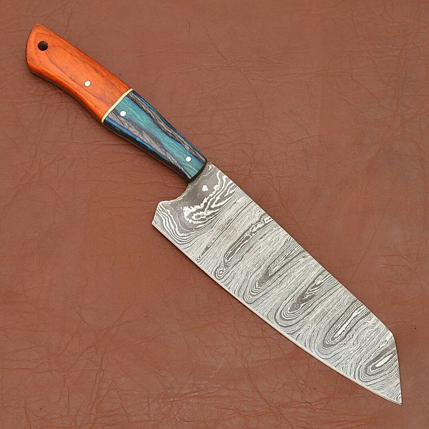Hand Forged Damascus Steel Chef Knife  Sharp Full Tang Kitchen Blade 3