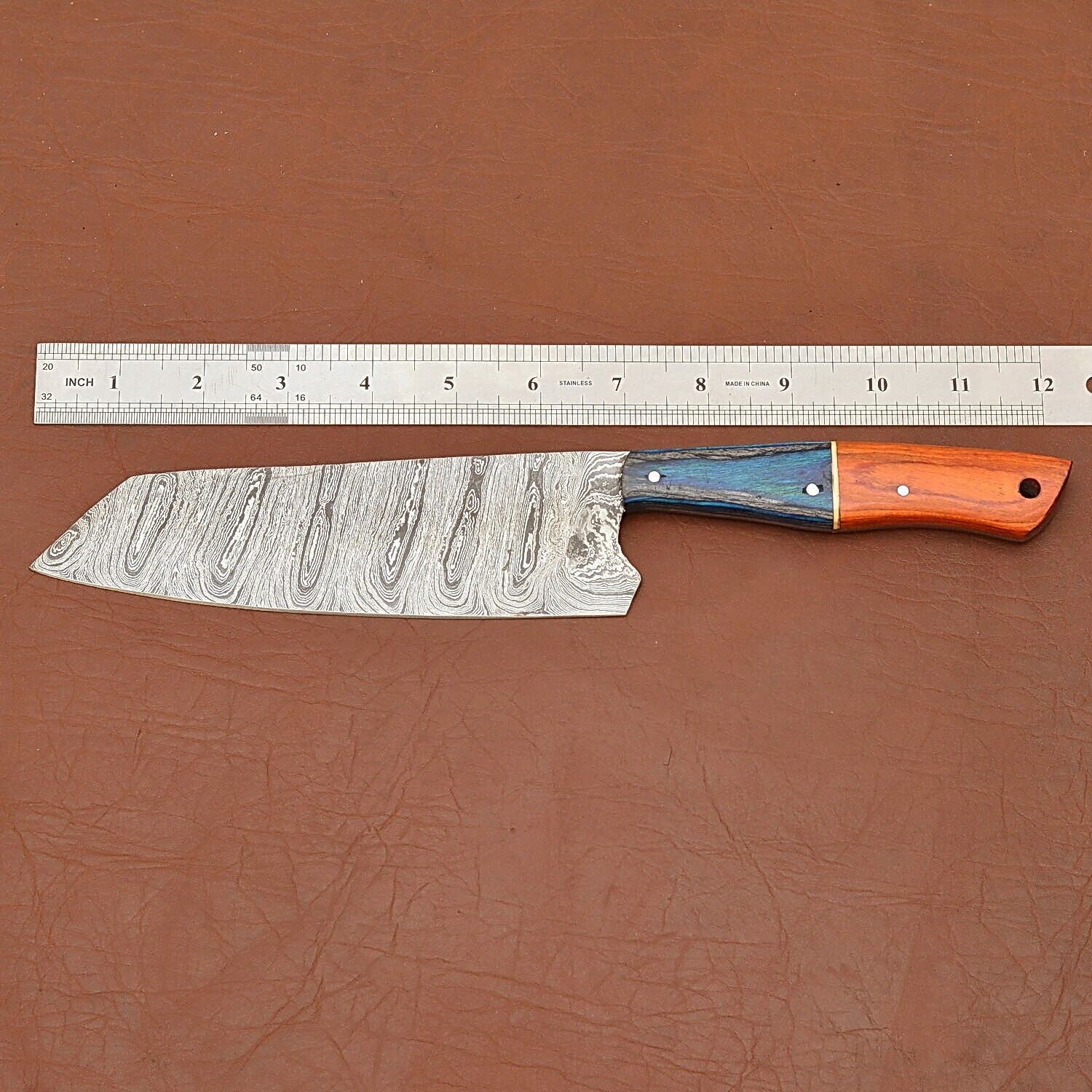 Hand Forged Damascus Steel Chef Knife  Sharp Full Tang Kitchen Blade 1