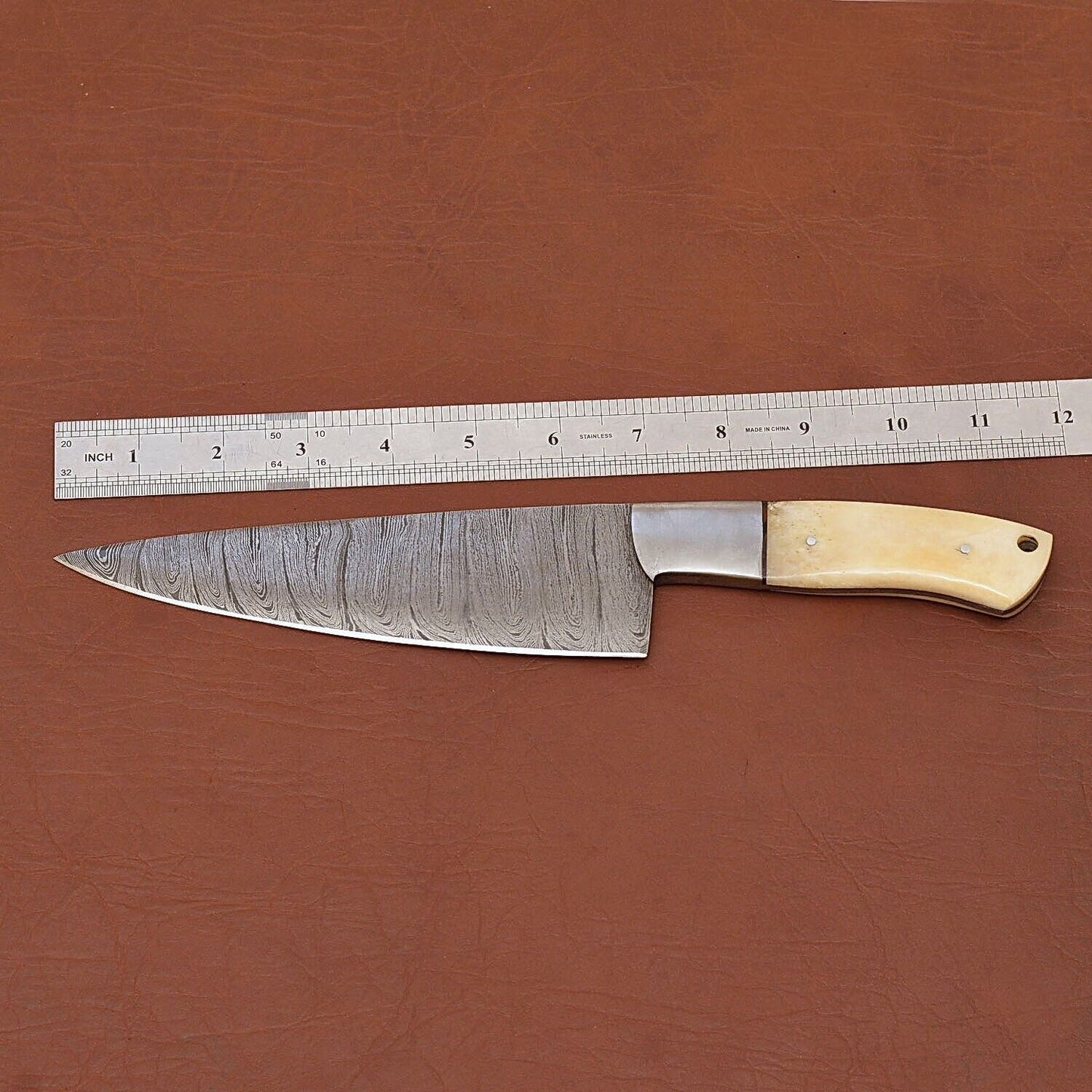 Artisan Damascus Steel Kitchen Knife  Custom Handmade Chefs Tool 2