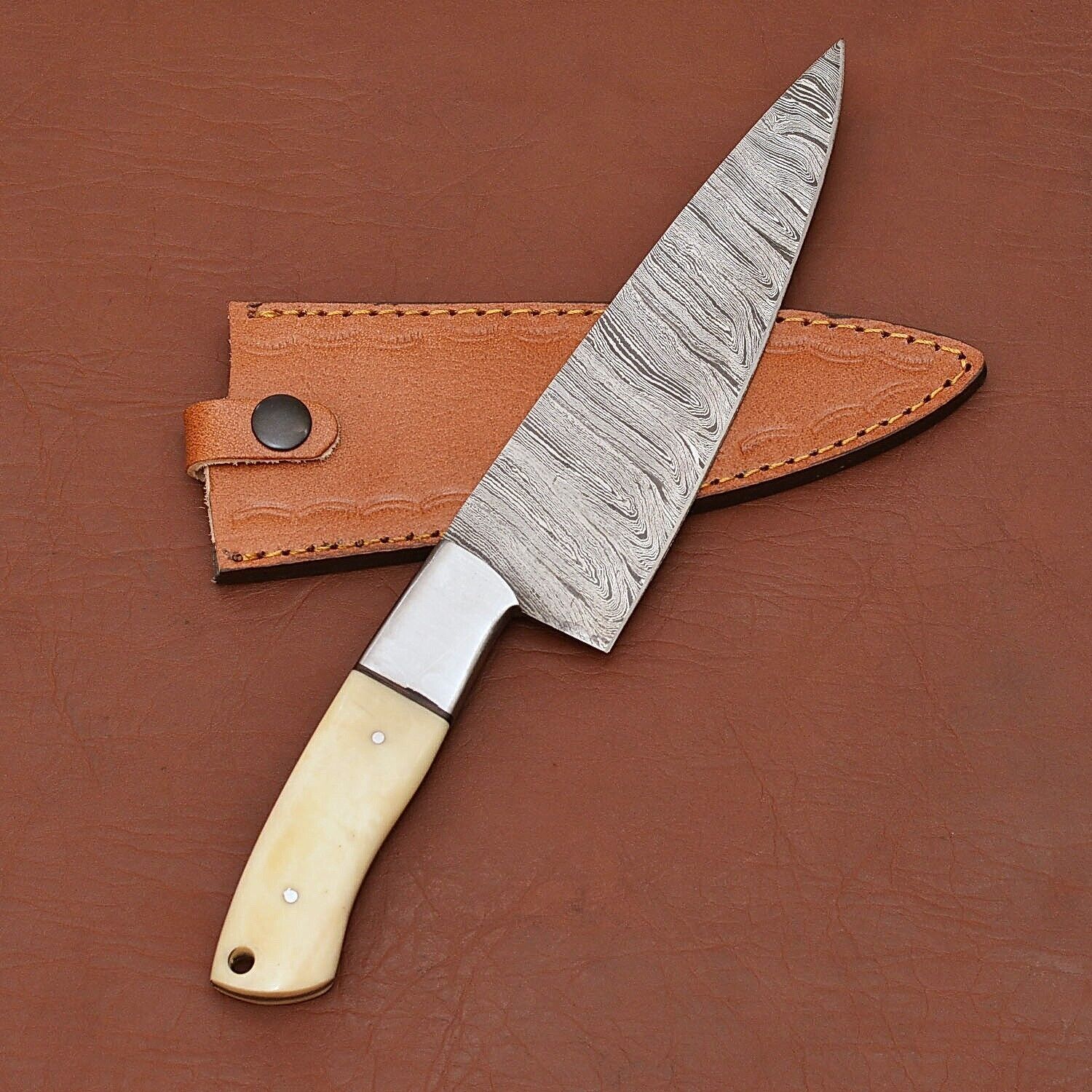 Artisan Damascus Steel Kitchen Knife  Custom Handmade Chefs Tool 3