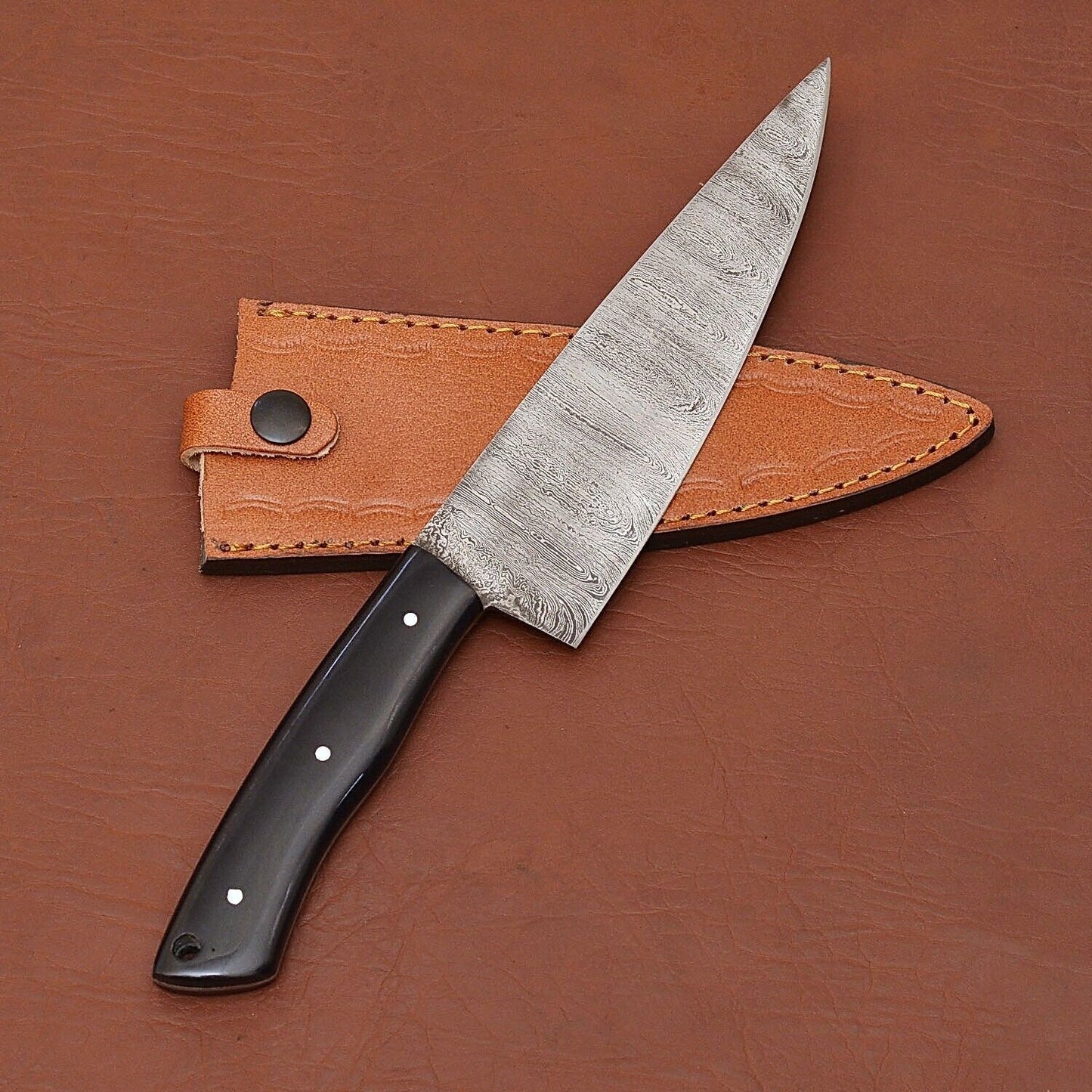 Custom Damascus Steel Chef Knife  Full Tang Handmade Kitchen Blade 3