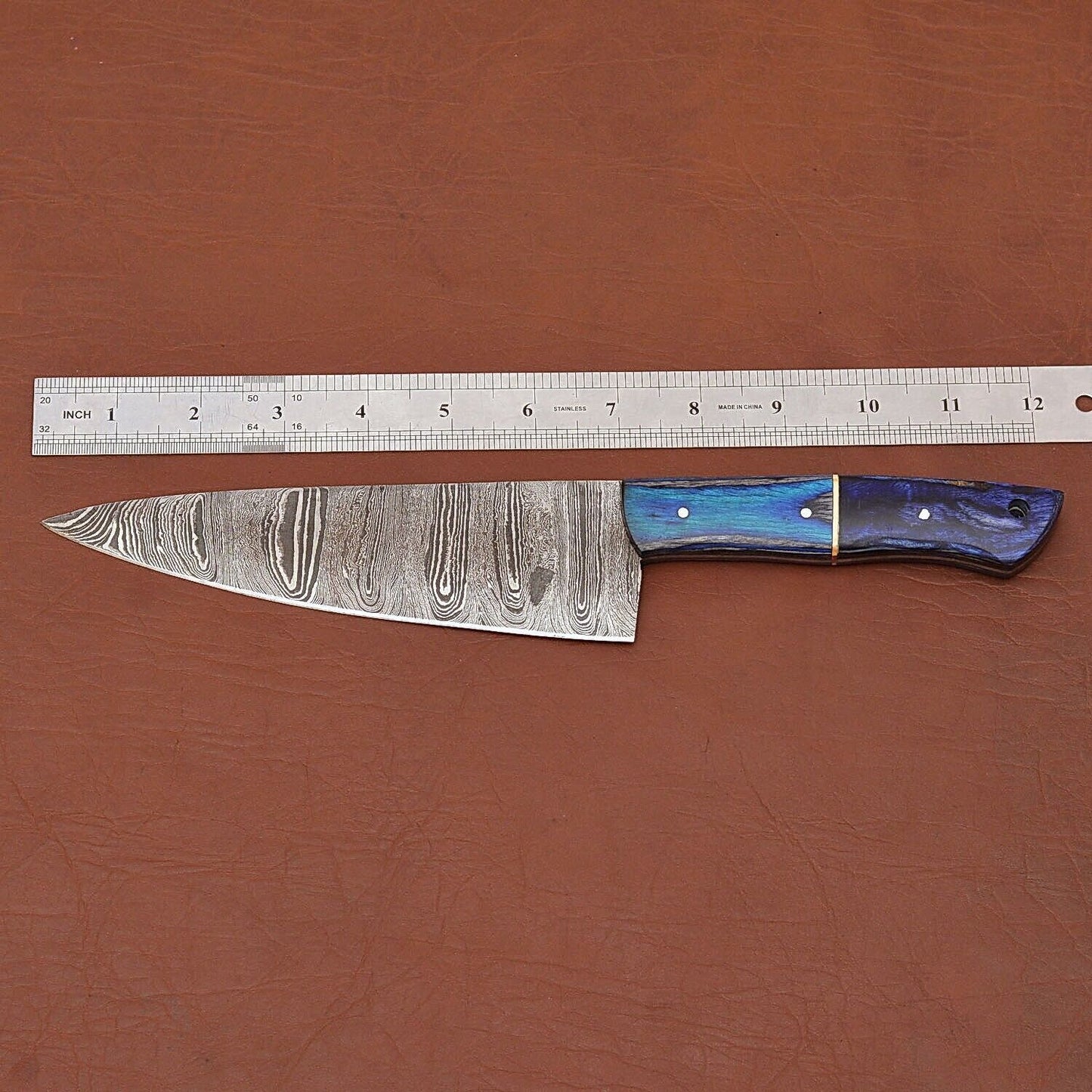 Unique Handmade Damascus Steel Chef Knife  Ideal For Kitchen  BBQ 2