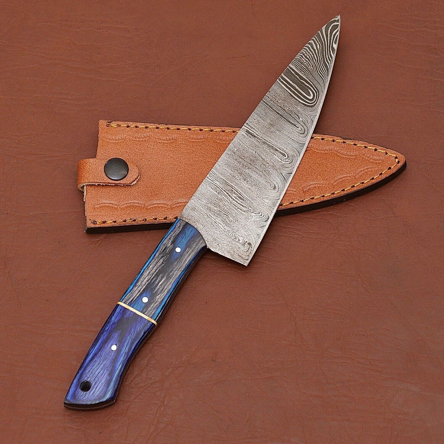 Unique Handmade Damascus Steel Chef Knife  Ideal For Kitchen  BBQ 3