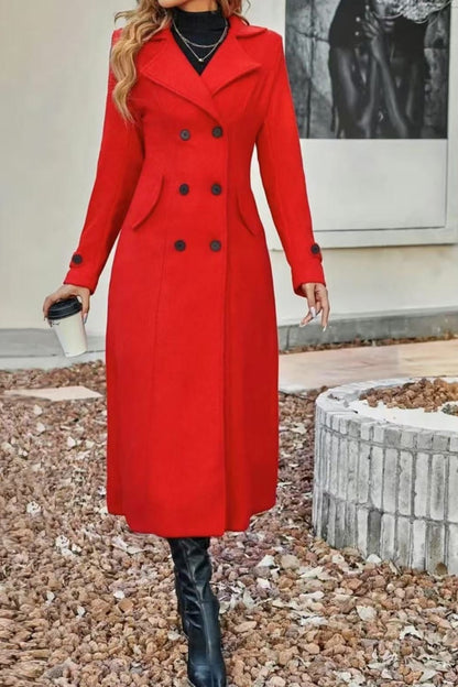 Temperament Women's Slimming Coat, Double Breasted Wool Blen Coat, Autumn and Winter Fashion with Lining