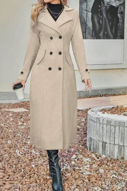 Temperament Women's Slimming Coat, Double Breasted Wool Blen Coat, Autumn and Winter Fashion with Lining