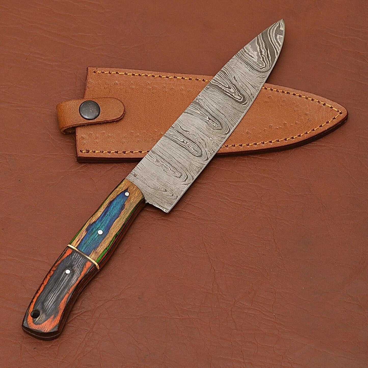 HighQuality Handmade Damascus Kitchen Knife  Perfect Chef Gift 3