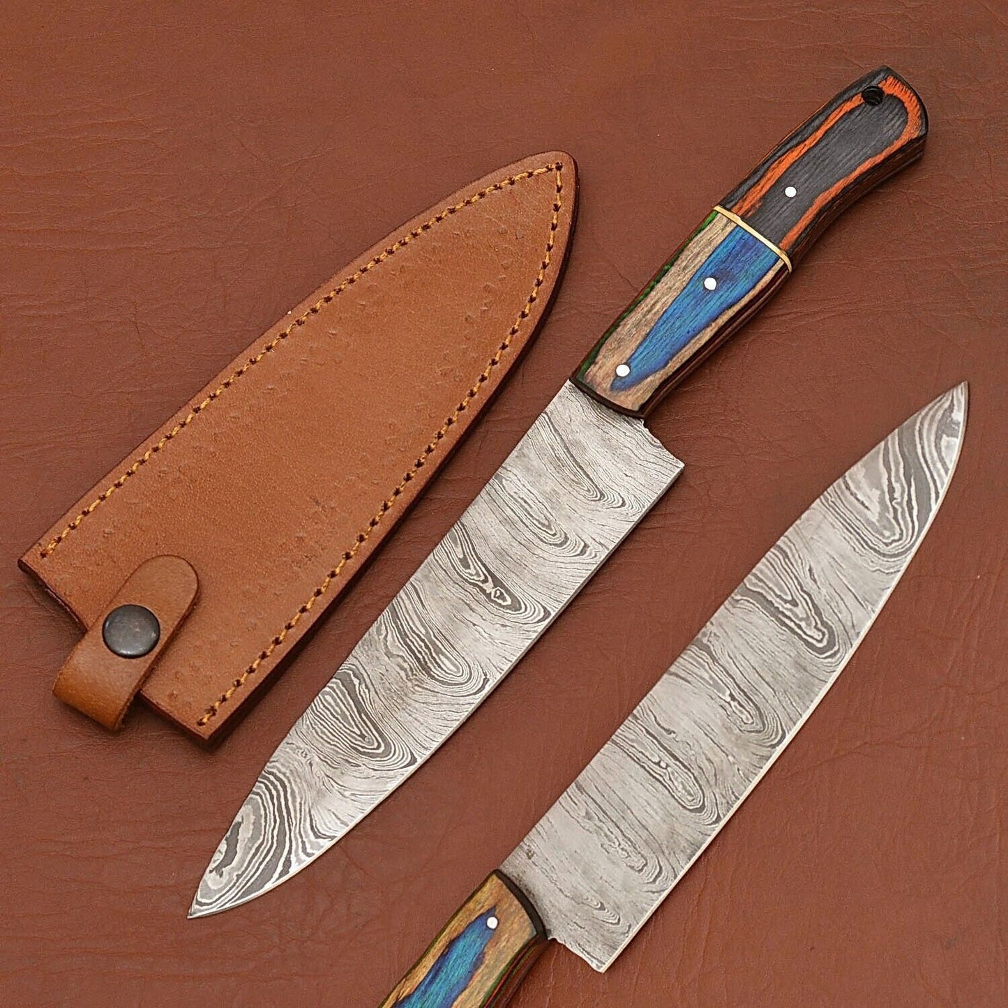 HighQuality Handmade Damascus Kitchen Knife  Perfect Chef Gift 4