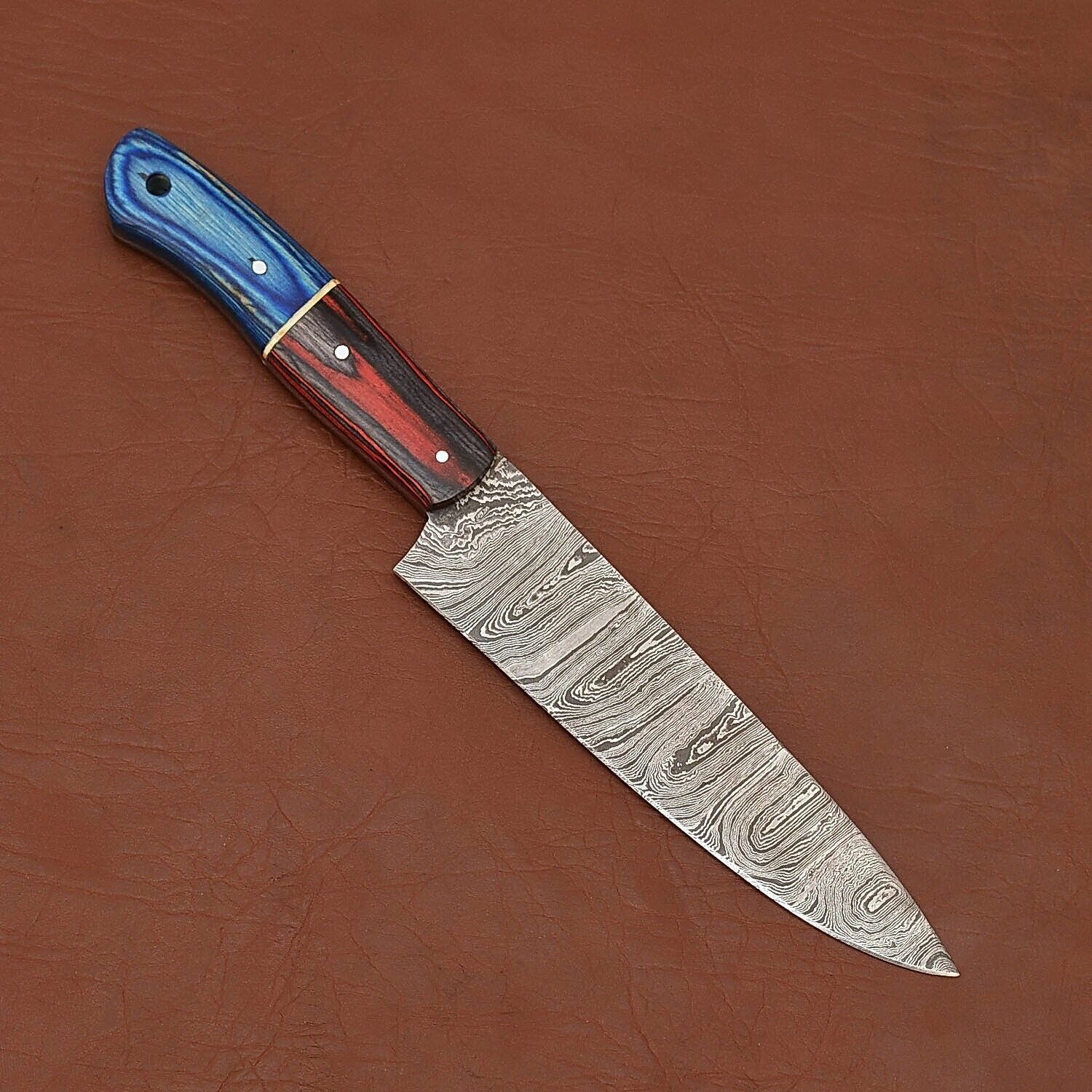 Custom Forged Damascus Steel Chef Knife  Durable Wooden Handle Design 1