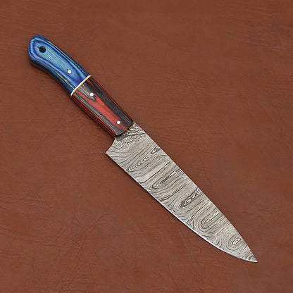 Custom Forged Damascus Steel Chef Knife  Durable Wooden Handle Design 1