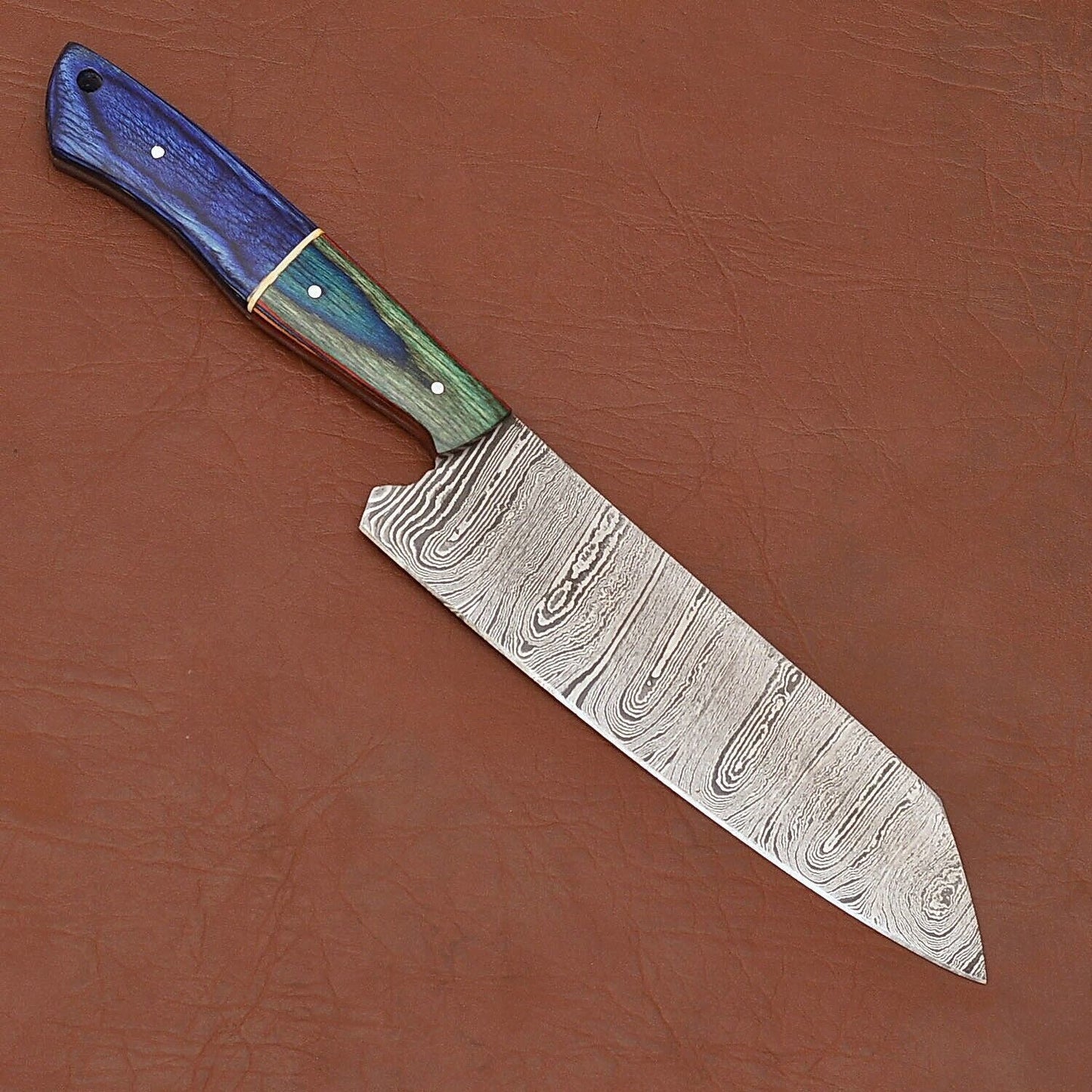 Authentic Damascus Steel Kitchen Knife  Hand Forged Chef Blade 1