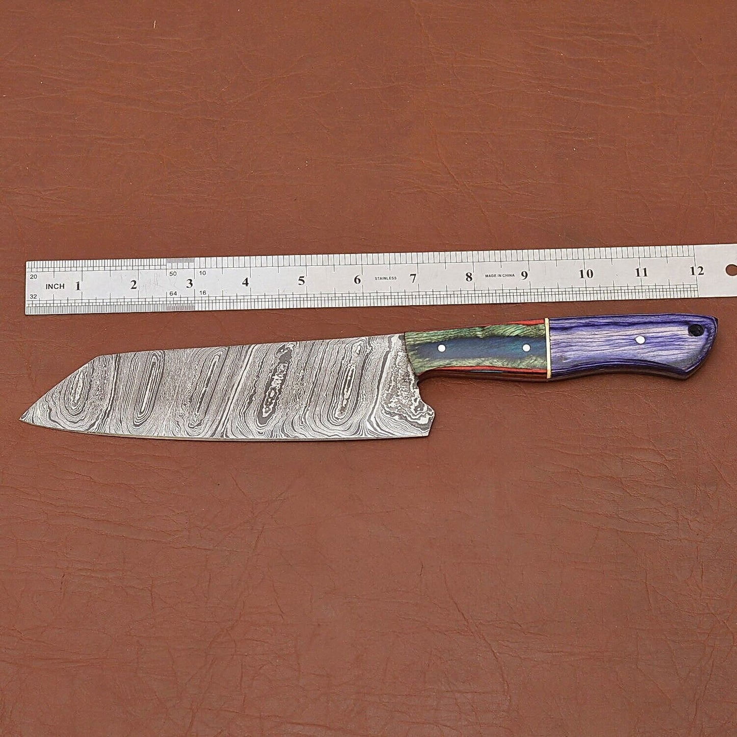 Authentic Damascus Steel Kitchen Knife  Hand Forged Chef Blade 2