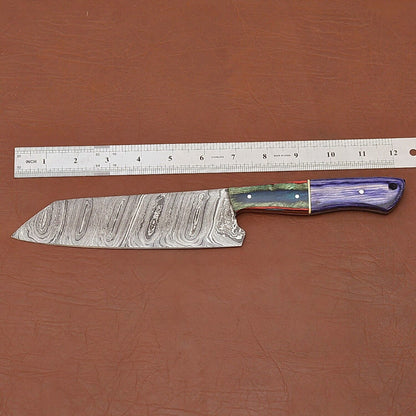 Authentic Damascus Steel Kitchen Knife  Hand Forged Chef Blade 2