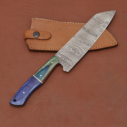 Authentic Damascus Steel Kitchen Knife  Hand Forged Chef Blade 3