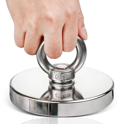 UltraGrip Heavy-Duty Neodymium Fishing Magnet – Super Strong Salvage Magnet with Countersunk Hole and Eyebolt for Treasu