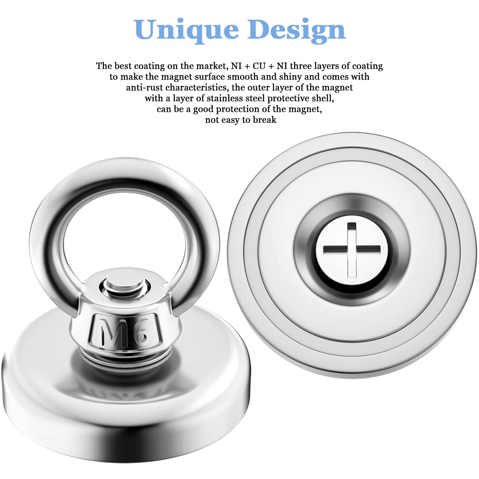 UltraGrip HeavyDuty Neodymium Fishing Magnet  Super Strong Salvage Magnet With Countersunk Hole And 2