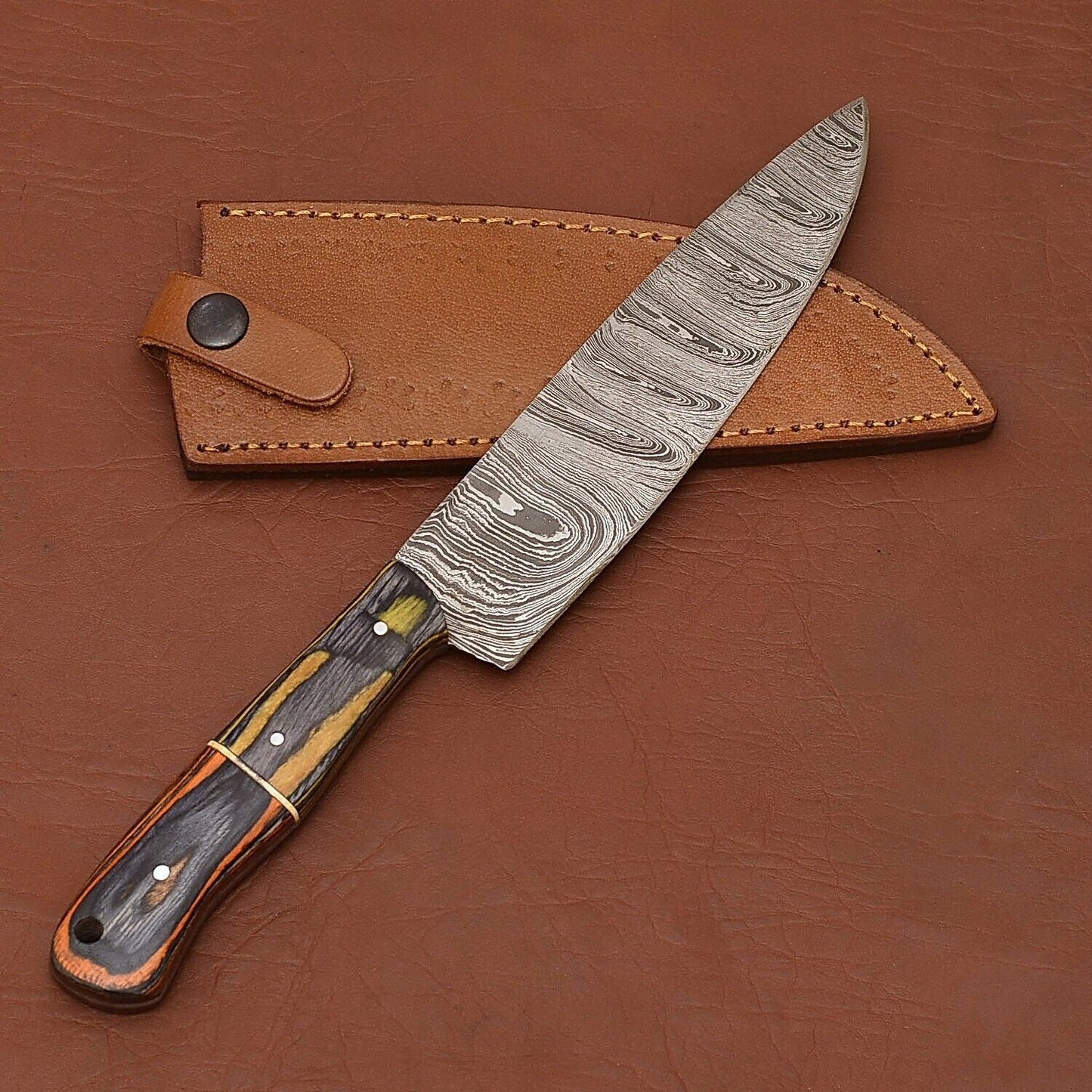 Exclusive Handmade Damascus Steel Kitchen Knife  Sharp  Durable Blade 3