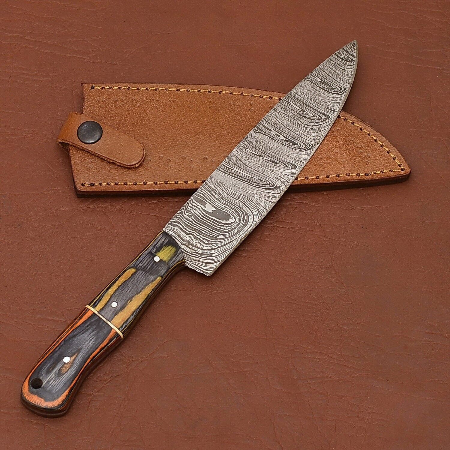 Exclusive Handmade Damascus Steel Kitchen Knife  Sharp  Durable Blade 3