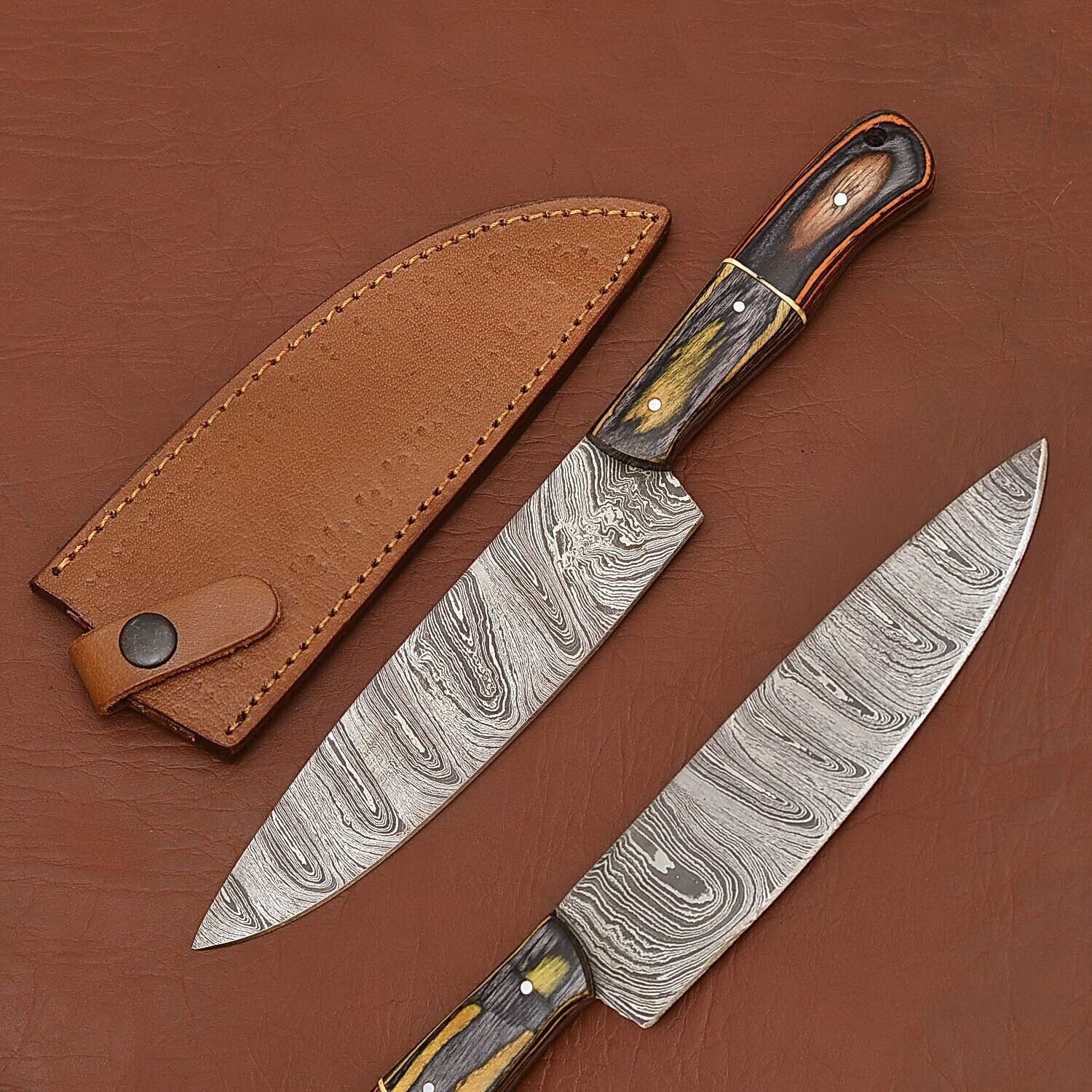 Exclusive Handmade Damascus Steel Kitchen Knife  Sharp  Durable Blade 4