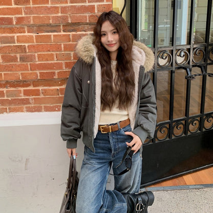 New Winter Puffer Jacket for Women, Warm Parka with Removable Fur Hood, Long Cotton Padded Coat, Insulated Outwear