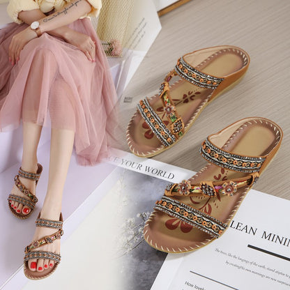 Chic Summer Woman Sandals Shoes Plus Size Lightweight Walking Shoes Wedge Sandals  Stylish Female S 1