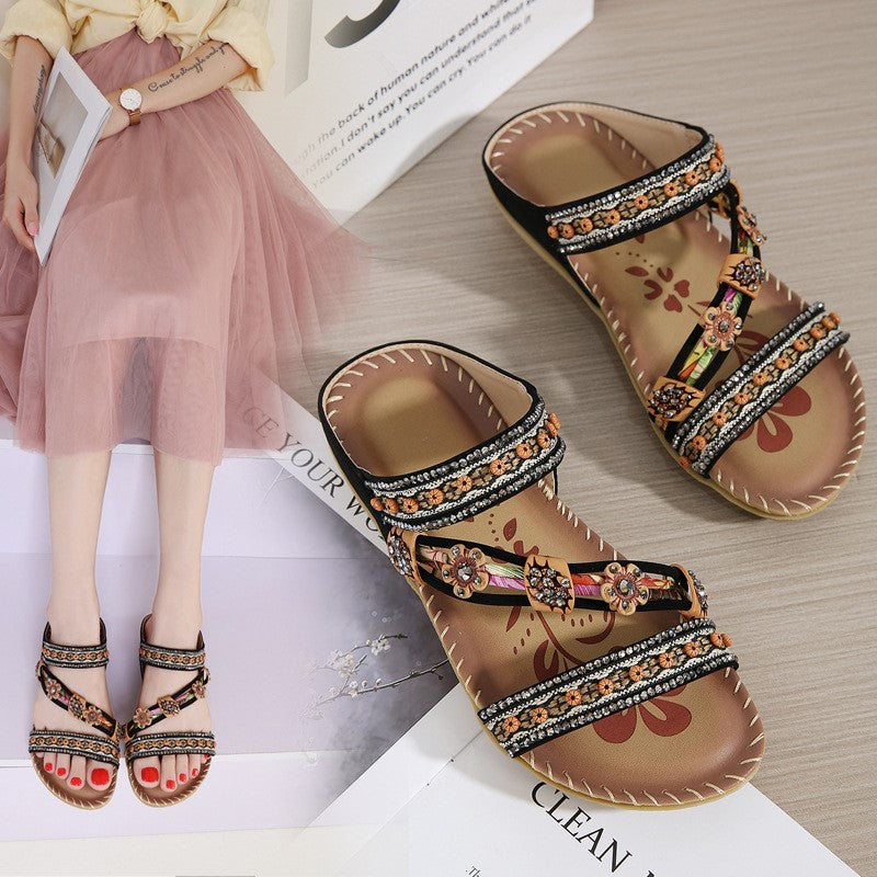 Chic Summer Woman Sandals Shoes Plus Size Lightweight Walking Shoes Wedge Sandals  Stylish Female S 2