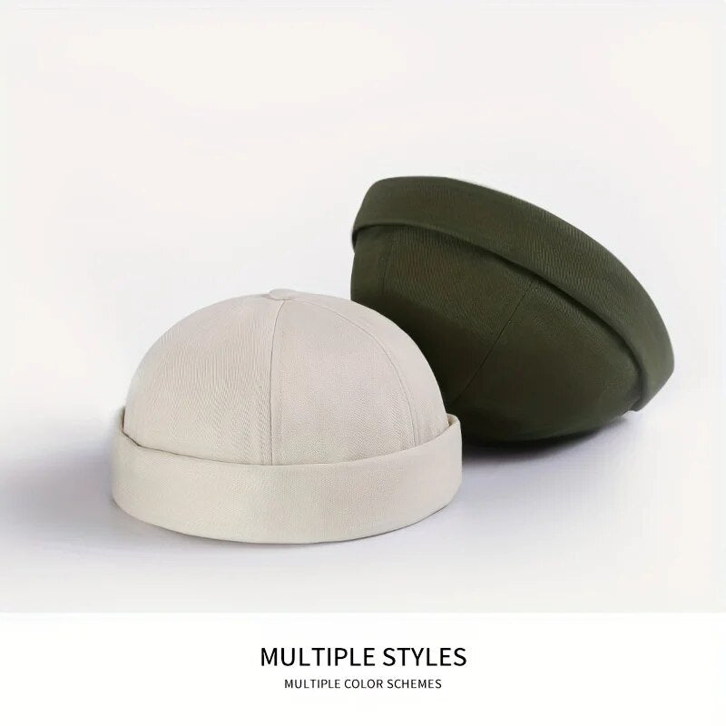 Vintage Dome Hat Fashion Brimless Cap Adjustable Cotton Beanies For Men Women Hip Hop Melon Skin Ca 3