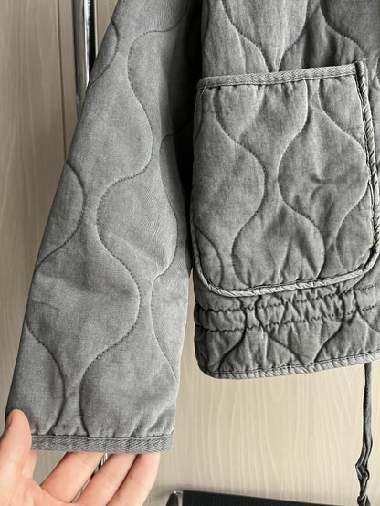 New Arrival Womens Cotton Jacket, Vintage Quilted Coat, Lenzing Rayon, High Collar with Large Pockets