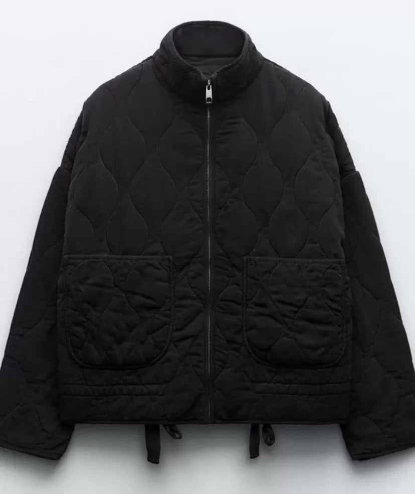 New Arrival Womens Cotton Jacket, Vintage Quilted Coat, Lenzing Rayon, High Collar with Large Pockets