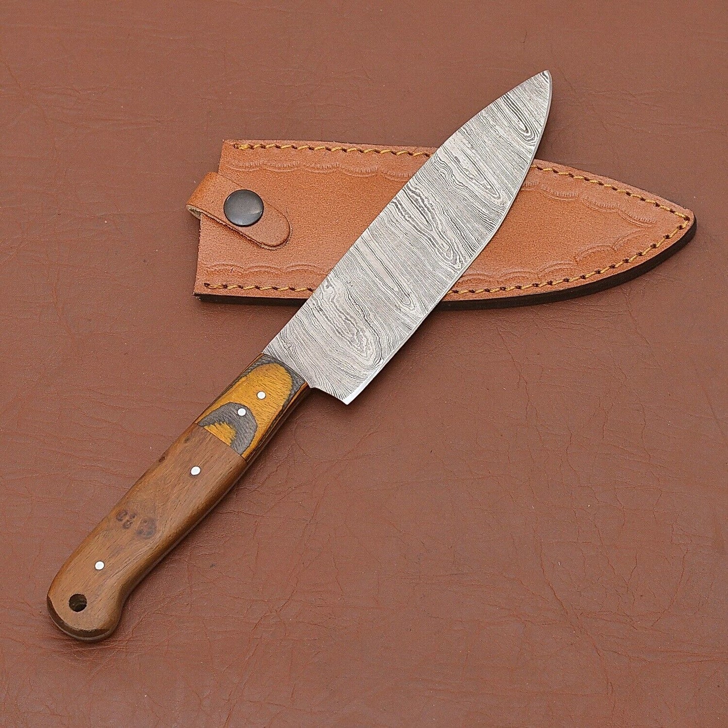 Artisan Forged Damascus Steel Chef Knife  Precision Kitchen Cutter 3