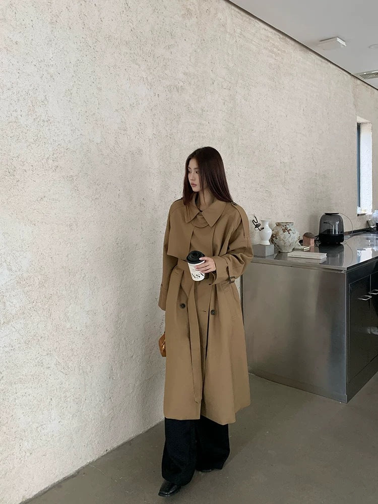 Elegant Style, Street wear Jackets for Women, Double Breasted Medium Length Trench Coats
