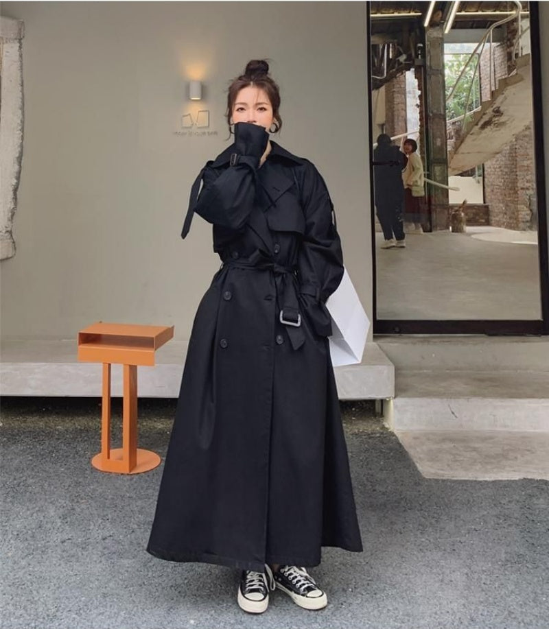 Elegant Style, Street wear Jackets for Women, Double Breasted Medium Length Trench Coats